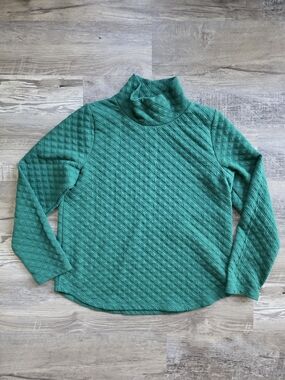 J. Crew Factory Green Quilted Turtleneck Sweater Size Medium